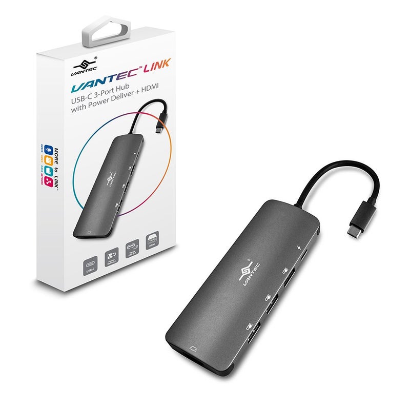 Vantec Link USB-C 3-Port Hub with Power Delivery and HDMI 4K (CB-CU301HSPD) - Image 1
